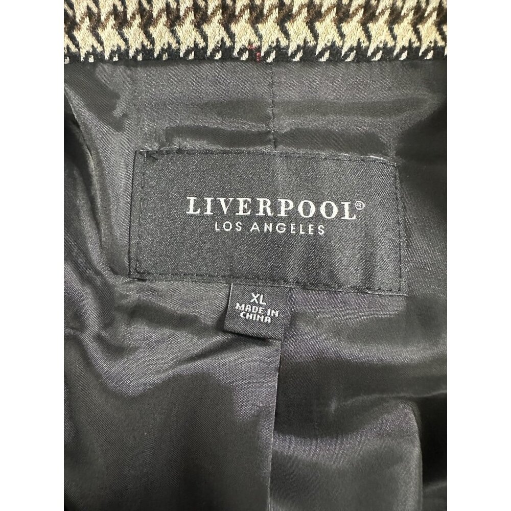 Liverpool Coat Womens Size XL Beige Black Tan Tweed Double Breasted $139 - Picture 4 of 6